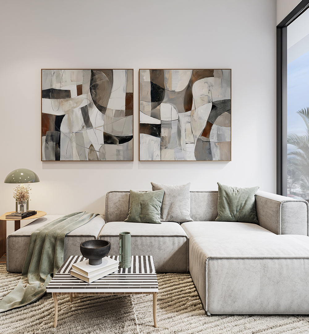 ABSTRACT TRACES , SET OF 2 PAINTINGS
