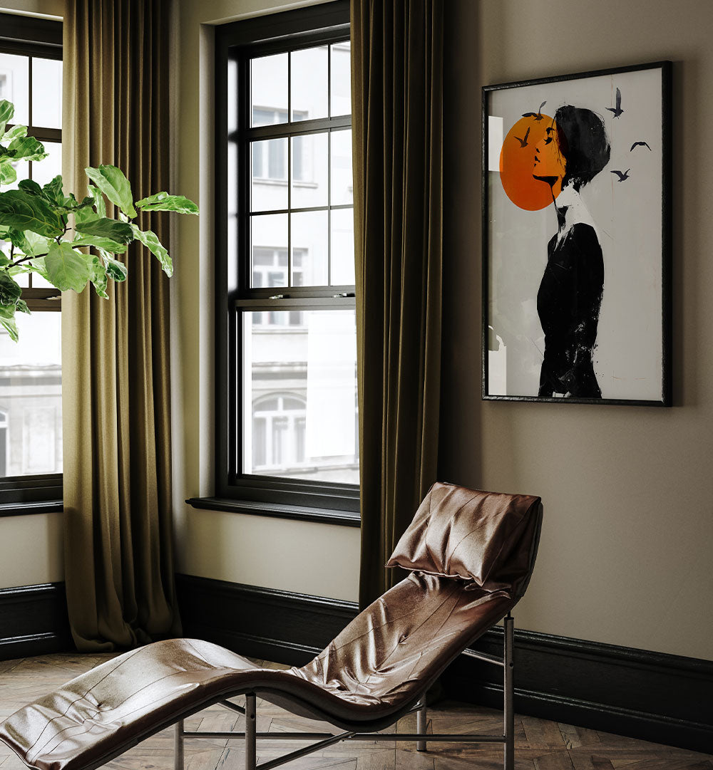 ABSTRACT WOMAN ORANGE SUN