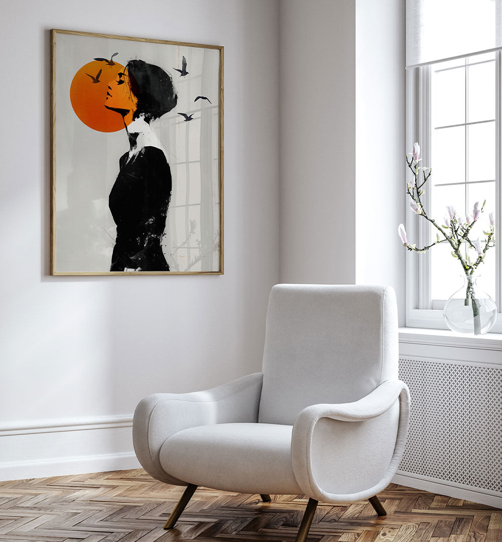 ABSTRACT WOMAN ORANGE SUN