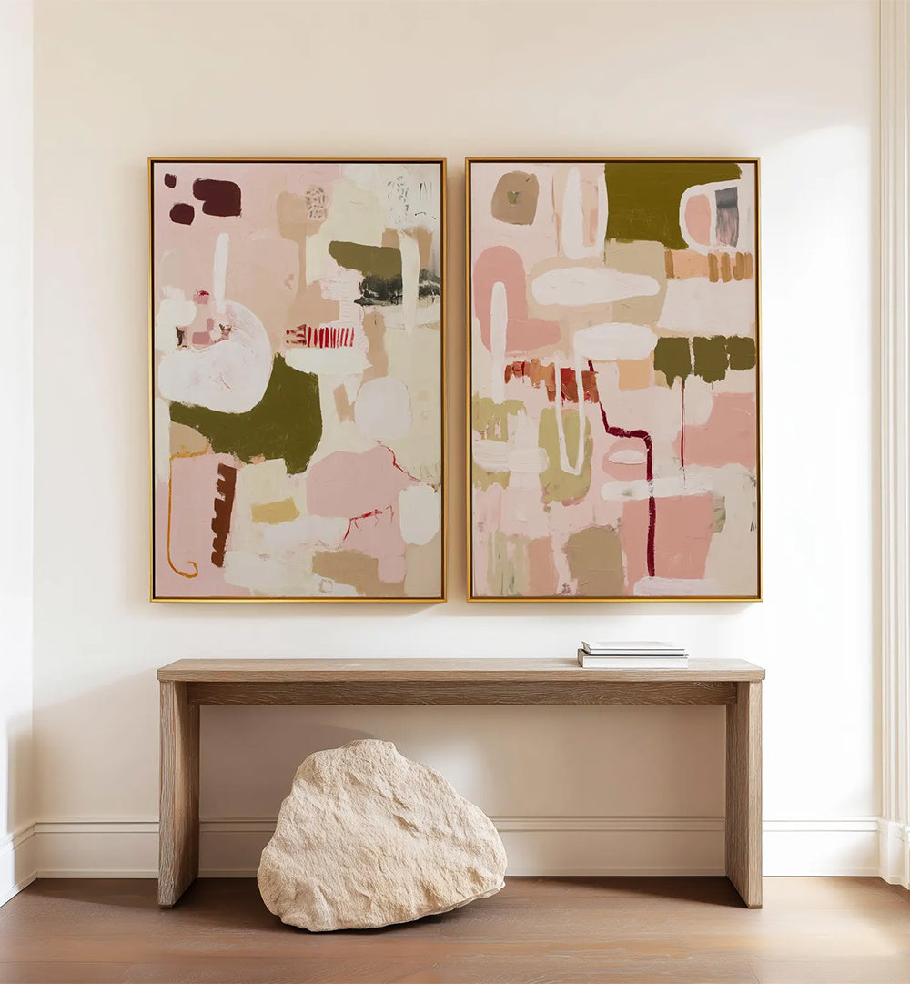 ABSTRACT BALANCE , SET OF 2 PAINTINGS