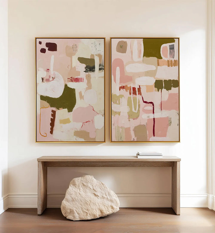 ABSTRACT BALANCE , SET OF 2 PAINTINGS