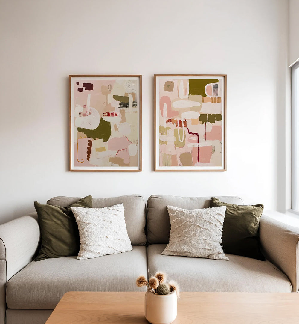 ABSTRACT BALANCE , SET OF 2 PAINTINGS