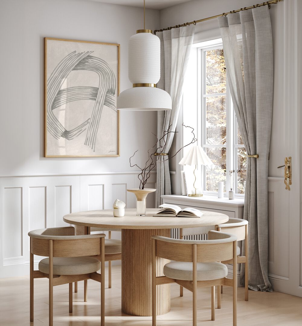 Transform your space with ABSTRACT GREY INTERSECTIONS 02, a stunning modern art piece in a stylish interior setting.