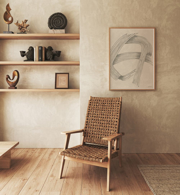 Stylish living room featuring the sophisticated ABSTRACT GREY INTERSECTIONS 02 as a captivating focal point.