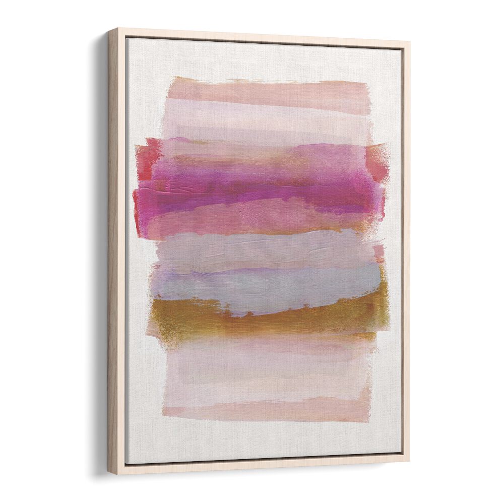 Abstraction In Pink Brush Strokes By Mareike Bohmer Abstract Art Artwork in Oak Wood Floater Frame
