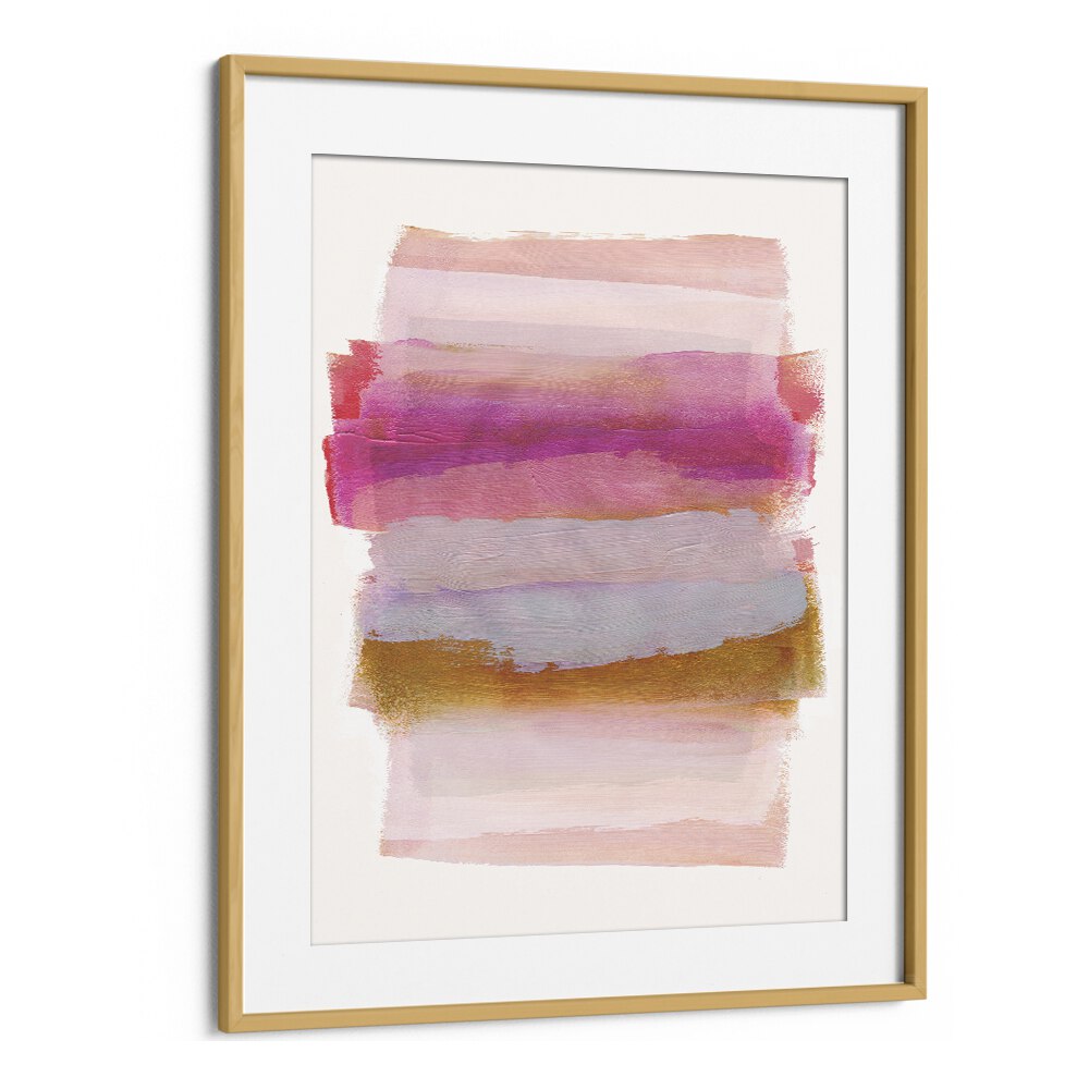 Abstraction In Pink Brush Strokes By Mareike Bohmer Abstract Art Artwork in Oak Wood Frame With Mount
