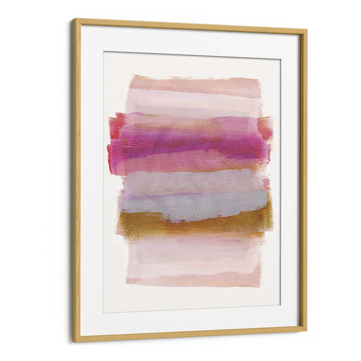 Abstraction In Pink Brush Strokes By Mareike Bohmer Abstract Art Artwork in Oak Wood Frame With Mount
