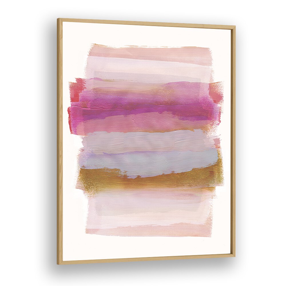 Abstraction In Pink Brush Strokes By Mareike Bohmer Abstract Art Artwork in Oak Wood Plain Frame
