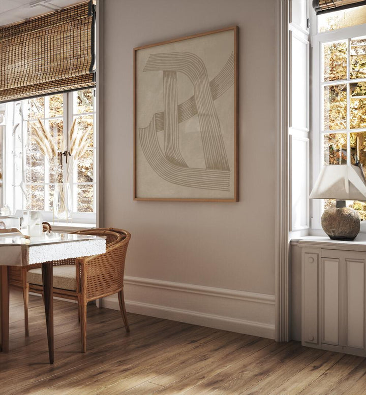 Elegant living space featuring the ABSTRACT SOPHISTICATED LINE 02 artwork, showcasing refined contemporary design.