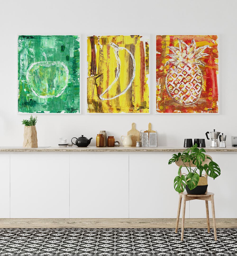 ABTRACT FRUIT FLAVOURS SET , SET OF 3 PAINTINGS