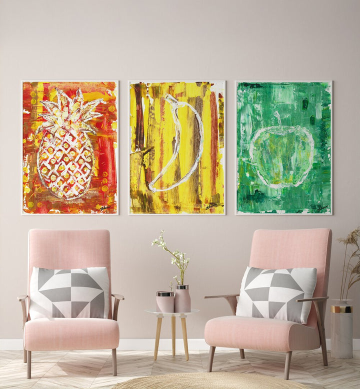 ABTRACT FRUIT FLAVOURS SET , SET OF 3 PAINTINGS