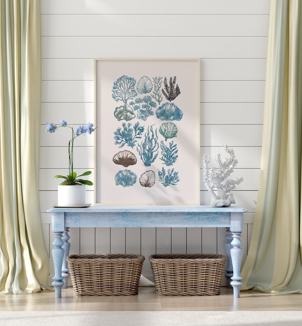Elegant beach paintings from A CORAL COLLECTION, showcasing stunning coral designs for nature-inspired decor.