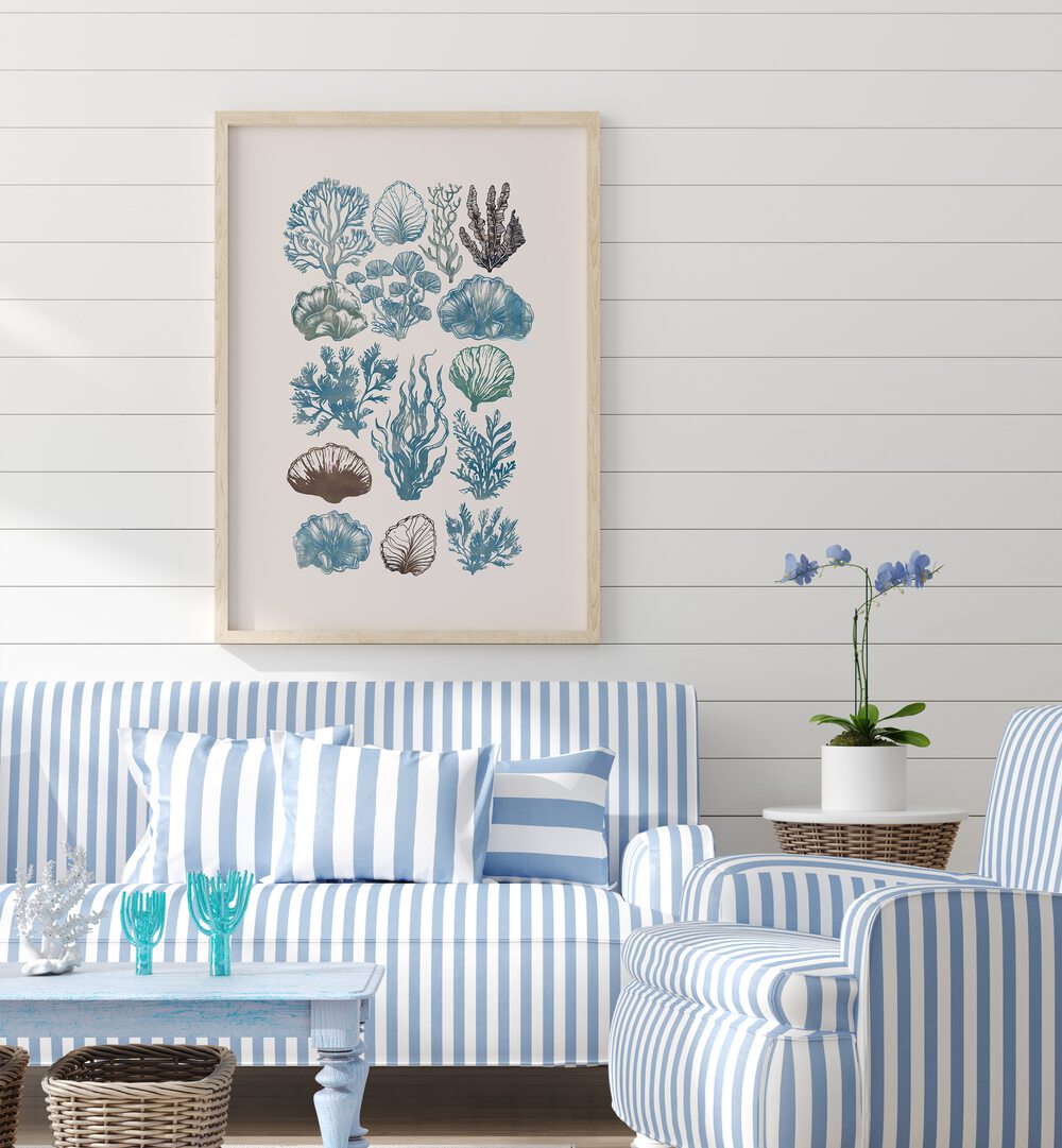 Elegant wall art showcasing A CORAL COLLECTION , BEACH PAINTINGS, perfect for coastal-inspired decor.