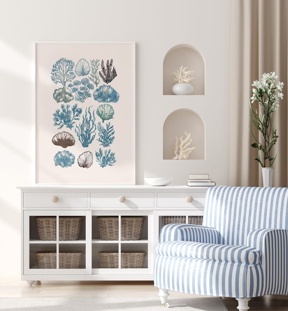 Stylish beach paintings from A CORAL COLLECTION, showcasing vibrant coral designs for your home decor.