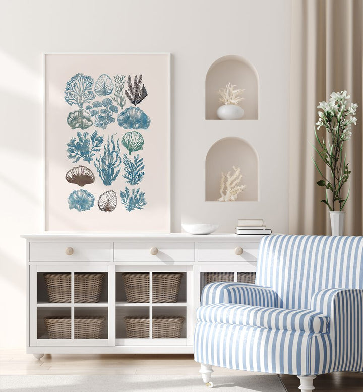 Stylish beach paintings from A CORAL COLLECTION, showcasing vibrant coral designs for your home decor.