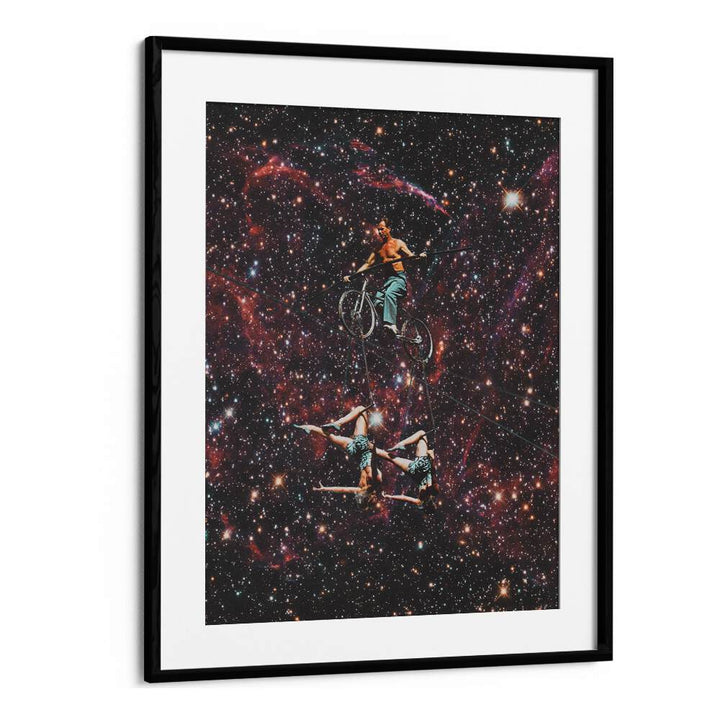 Acrobatics In SpaceSurreal Painting Artwork in Black Frame With Mount