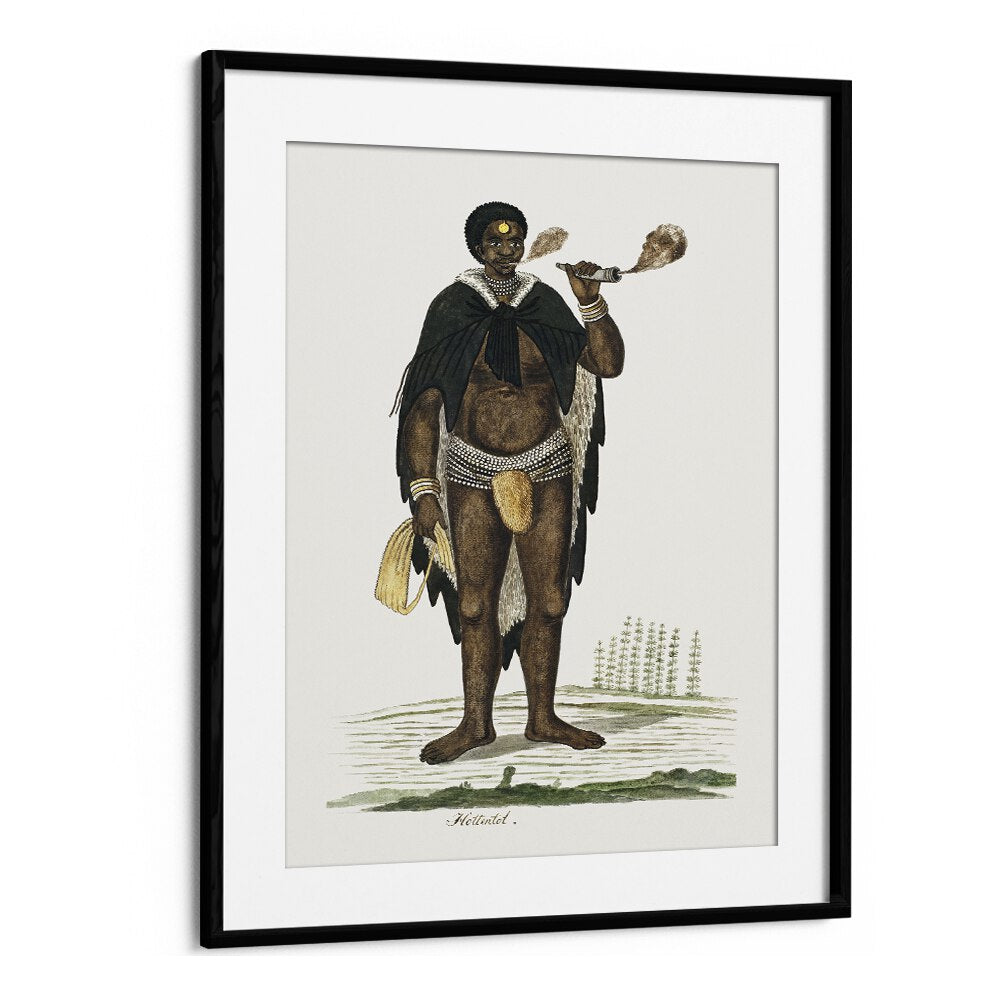 African Tribal African Art Artwork in Black Frame With Mount