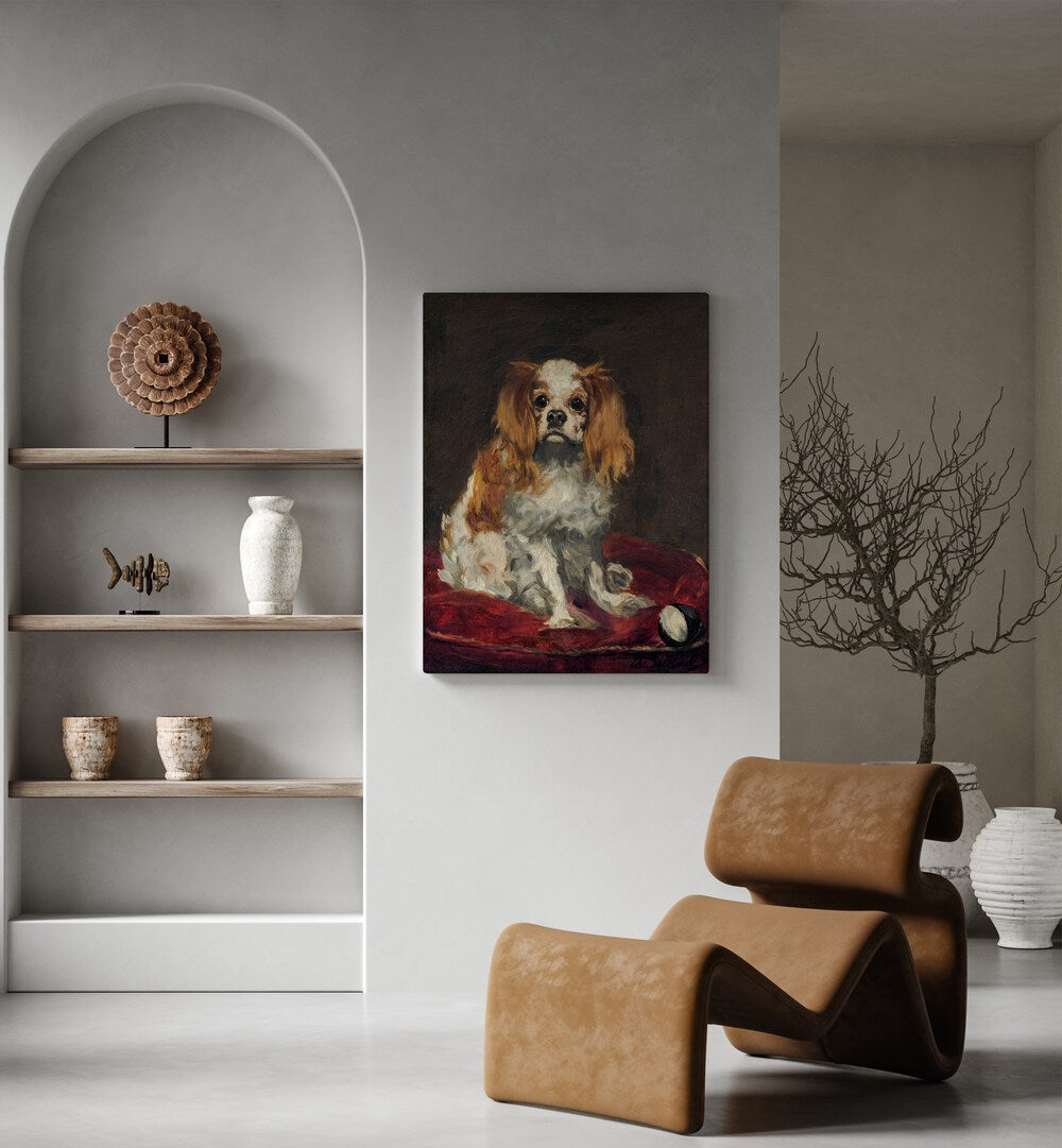 A KING CHARLES SPANIEL (1866) , VINTAGE PAINTINGS