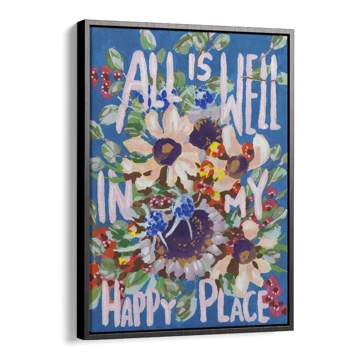 All Is Well By Ania Zwara Botanical Flower Paintings Artwork  in Black Floater Frame