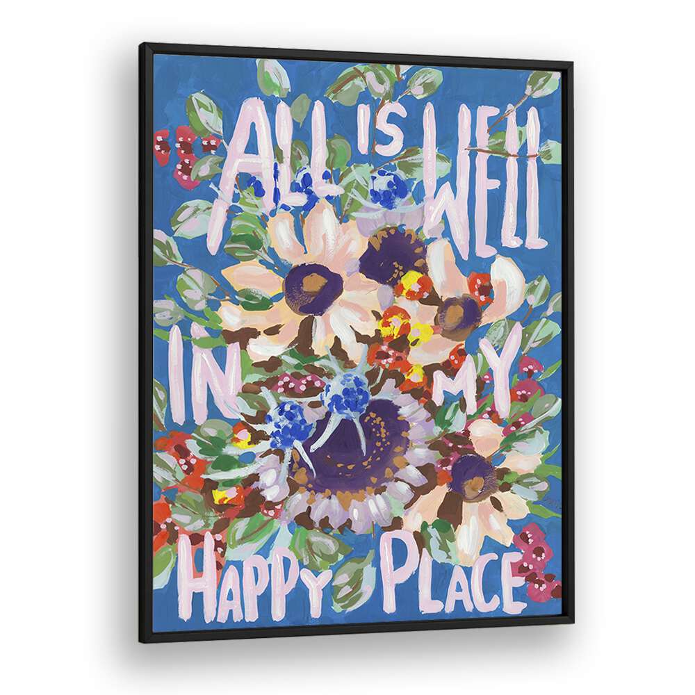 All Is Well  By Ania Zwara Botanical Flower Paintings Artwork  in Black Plain Frame