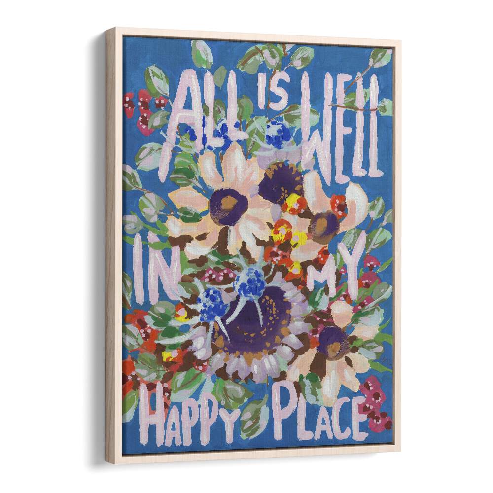 All Is Well   By Ania Zwara Botanical Flower Paintings Artwork in Oak Wood Floater Frame