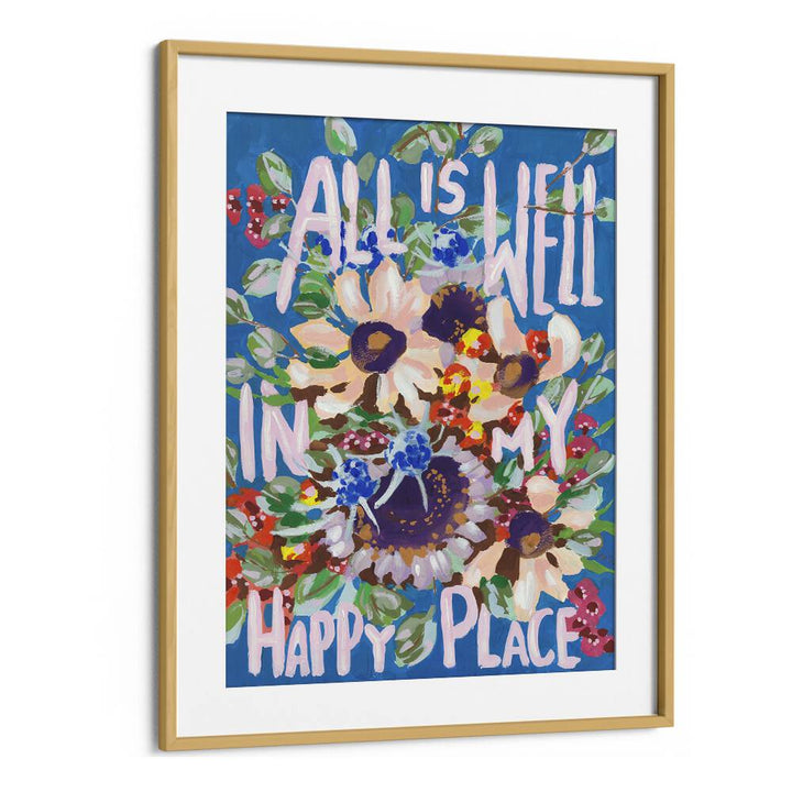 All Is Well   By Ania Zwara Botanical Flower Paintings Artwork in Oak Wood Frame With Mount