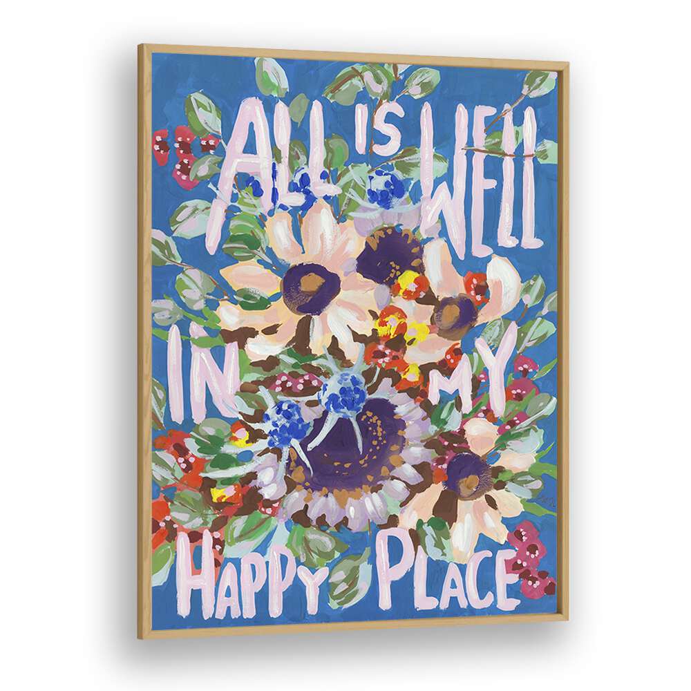 All Is Well    By Ania Zwara Botanical Flower Paintings Artwork in Oak Wood Plain Frame