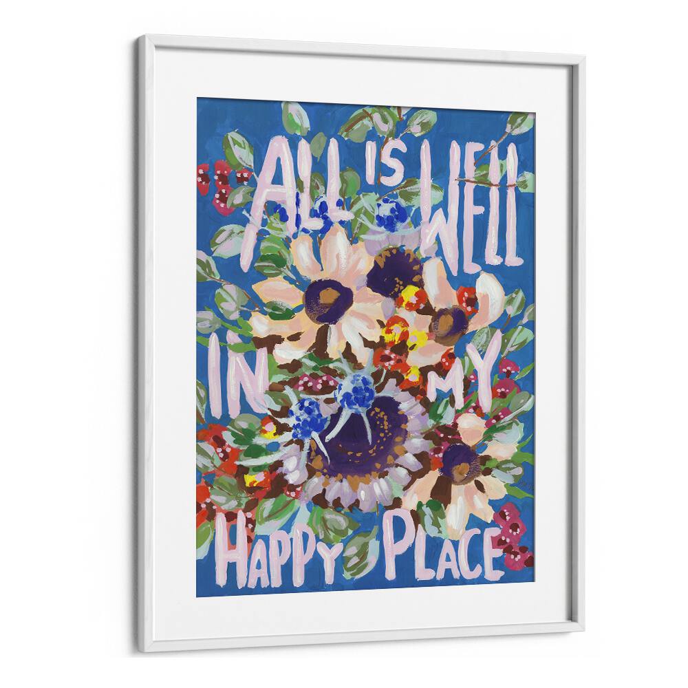 All Is Well  By Ania Zwara Botanical Flower Paintings Artwork  in White frame With Mount