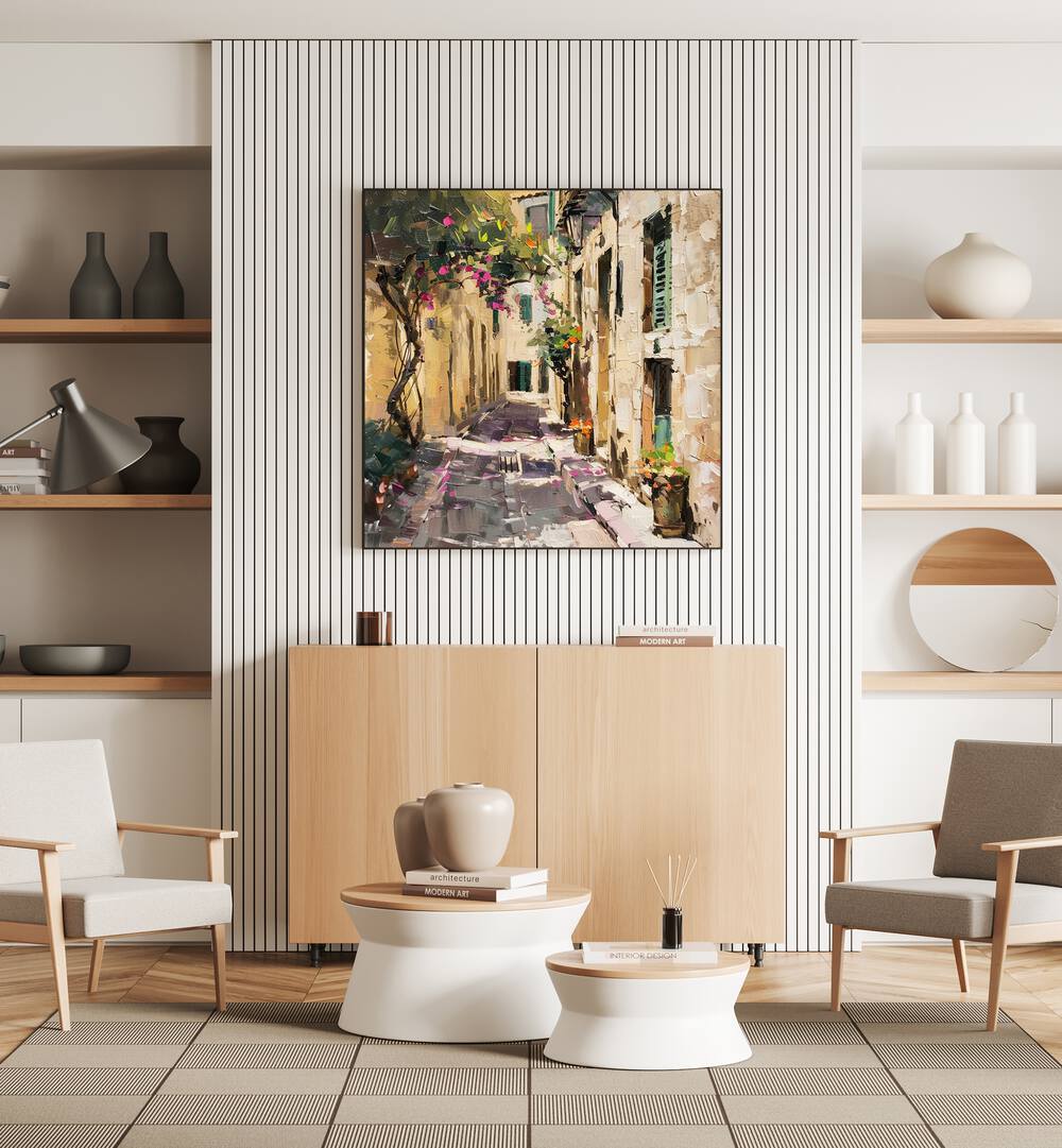 Stylish interior featuring the elegant ALLEYWAY MALLORCA art piece, perfect for modern home aesthetics.