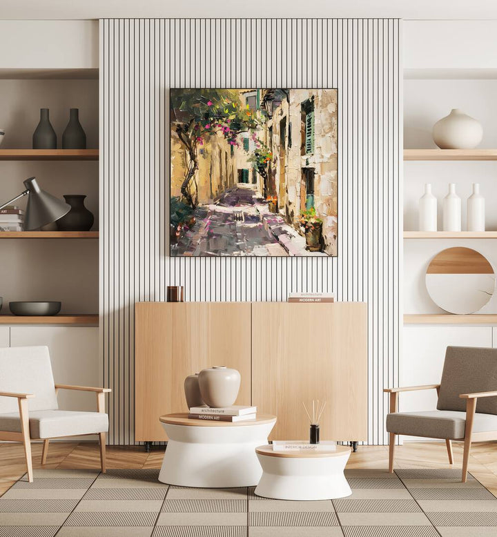 Stylish interior featuring the elegant ALLEYWAY MALLORCA art piece, perfect for modern home aesthetics.