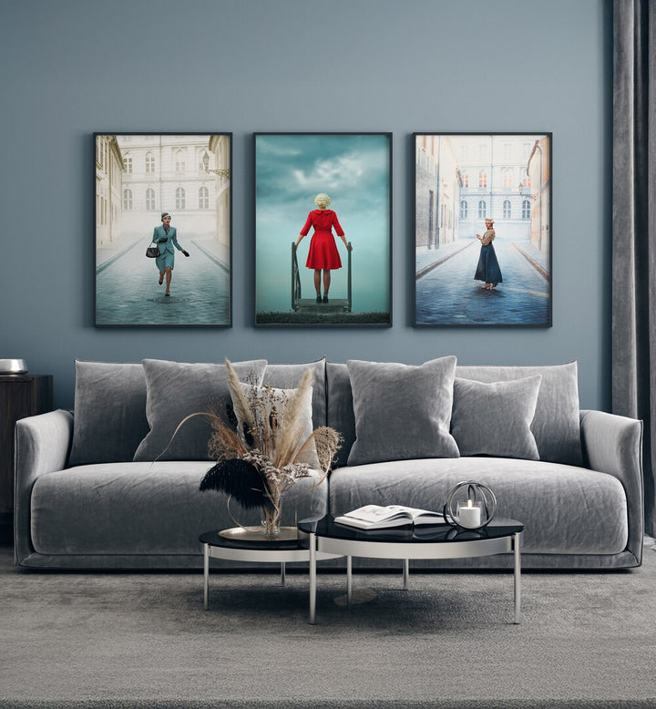 A LONELY WALK SET , SET OF 3 PAINTINGS