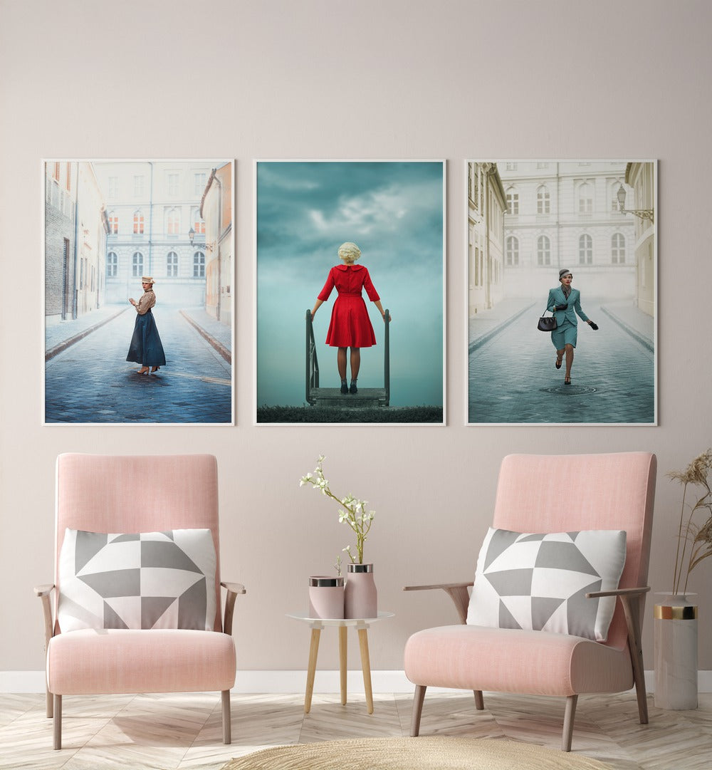 A LONELY WALK SET , SET OF 3 PAINTINGS