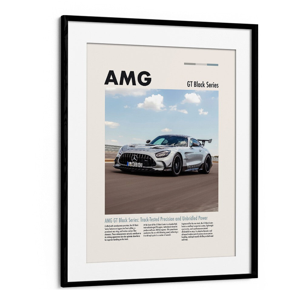 AMG GT Black Series Car Posters Automotive Wall Art Prints in Black Frame With Mount