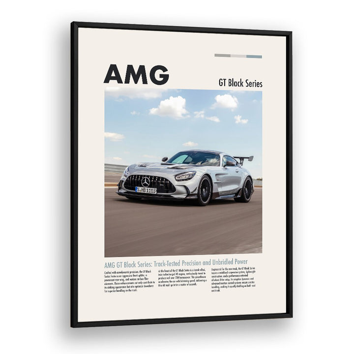 AMG GT Black Series Car Posters Automotive Wall Art Prints in Black Plain Frame