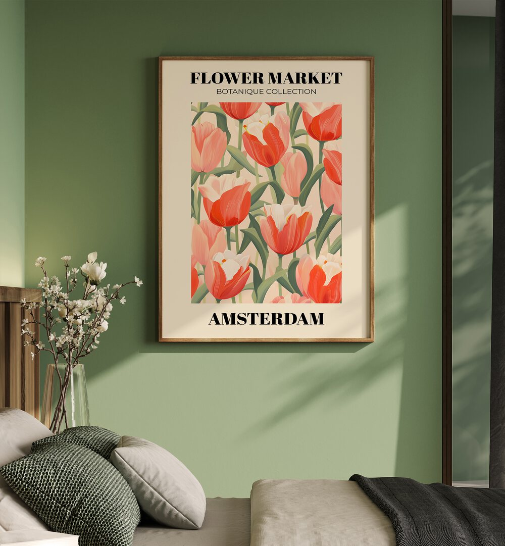 Amsterdam Flower Marketo    Botanical Flower Paintings Artwork Placed on a wall