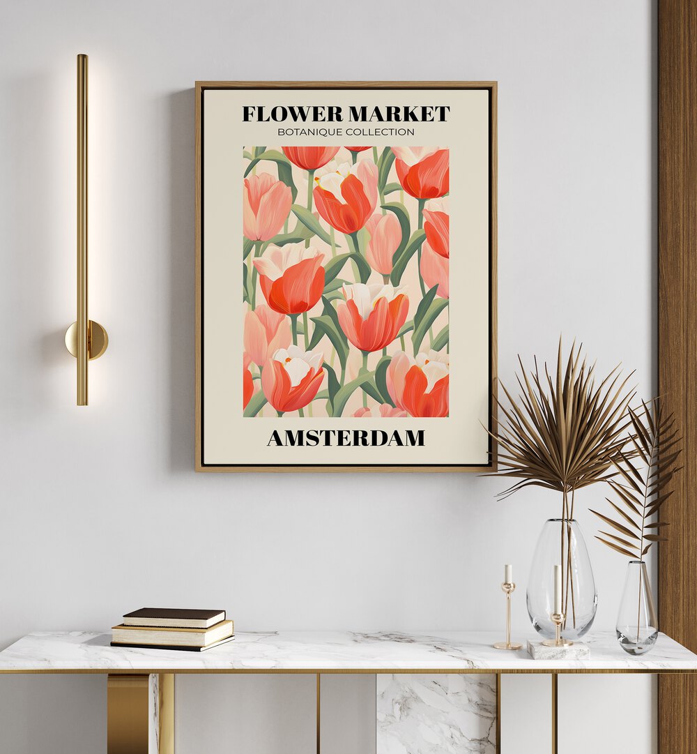 Amsterdam Flower Marketo    Botanical Flower Paintings Artwork Placed on a wall