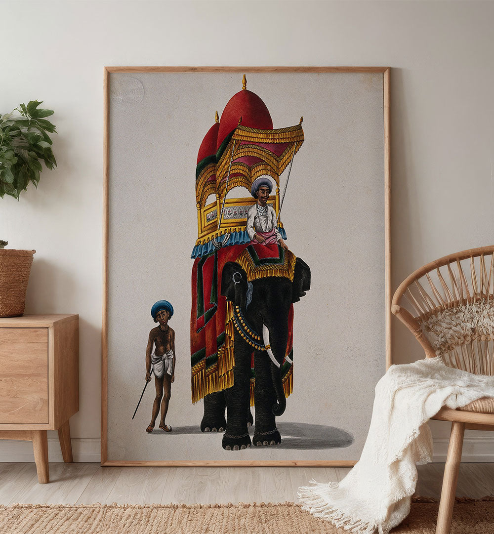 AN ELEPHANT CARRYING A HOWDAH