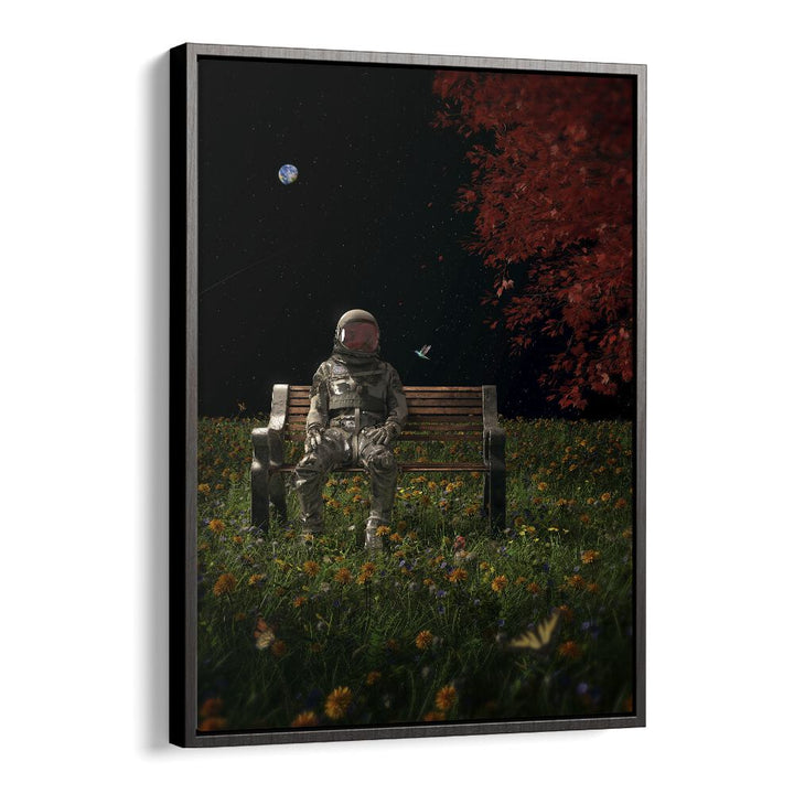 An Interlude By Francis Minoza Astronaut & Nasa Paintings, Space Art Prints Artwork in Black Floater Frame
