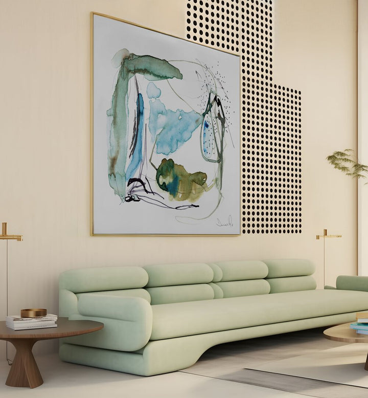 Stunning ANDA Abstract Paintings on a wall, enhancing contemporary living spaces with vibrant creativity.