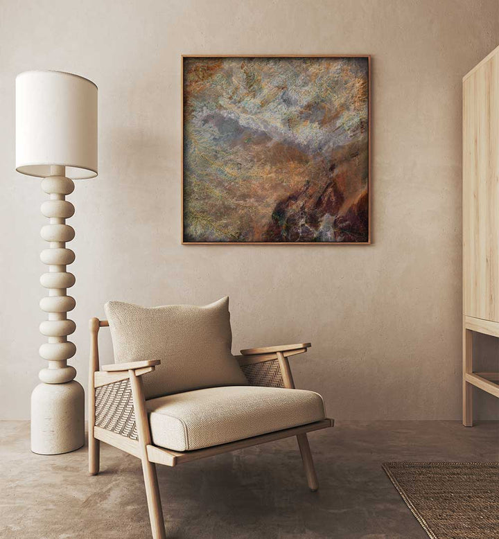 Stunning ANDALUSITE, ABSTRACT PAINTINGS enriching a modern living space with captivating earthy tones and artistic flair.