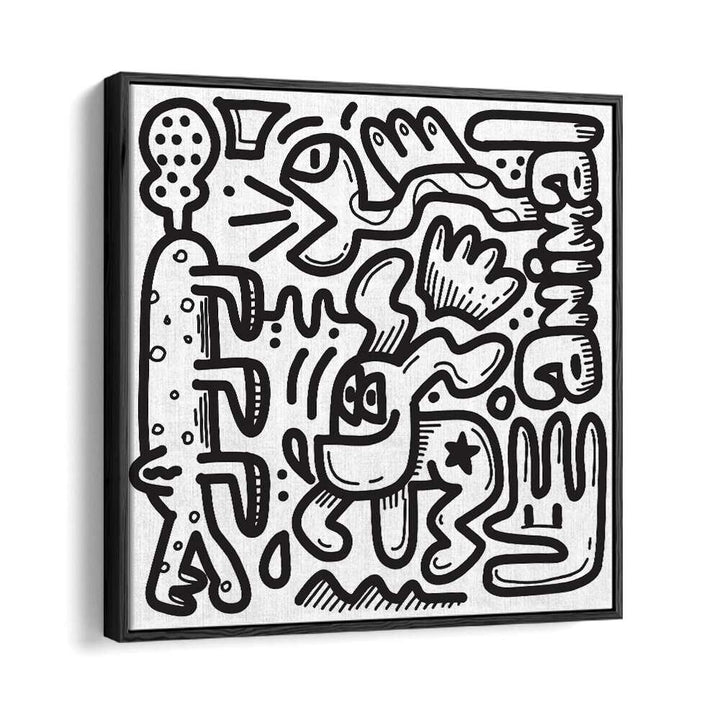 Animal Doodle Doodle Art Artwork in Black Floater Frame