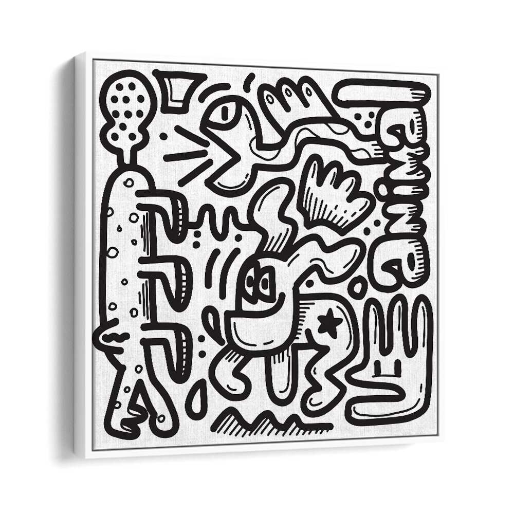 Animal Doodle Doodle Art Artwork in White Floater Frame