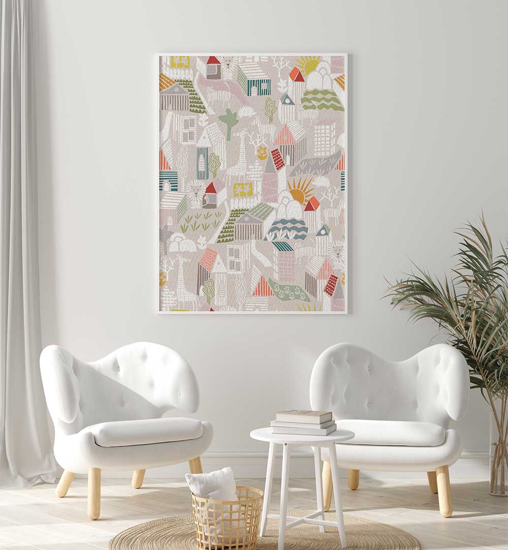 Whimsical Animals Hiding, Kids Room Paintings brighten your child's space with enchanting imagery for imaginative play.