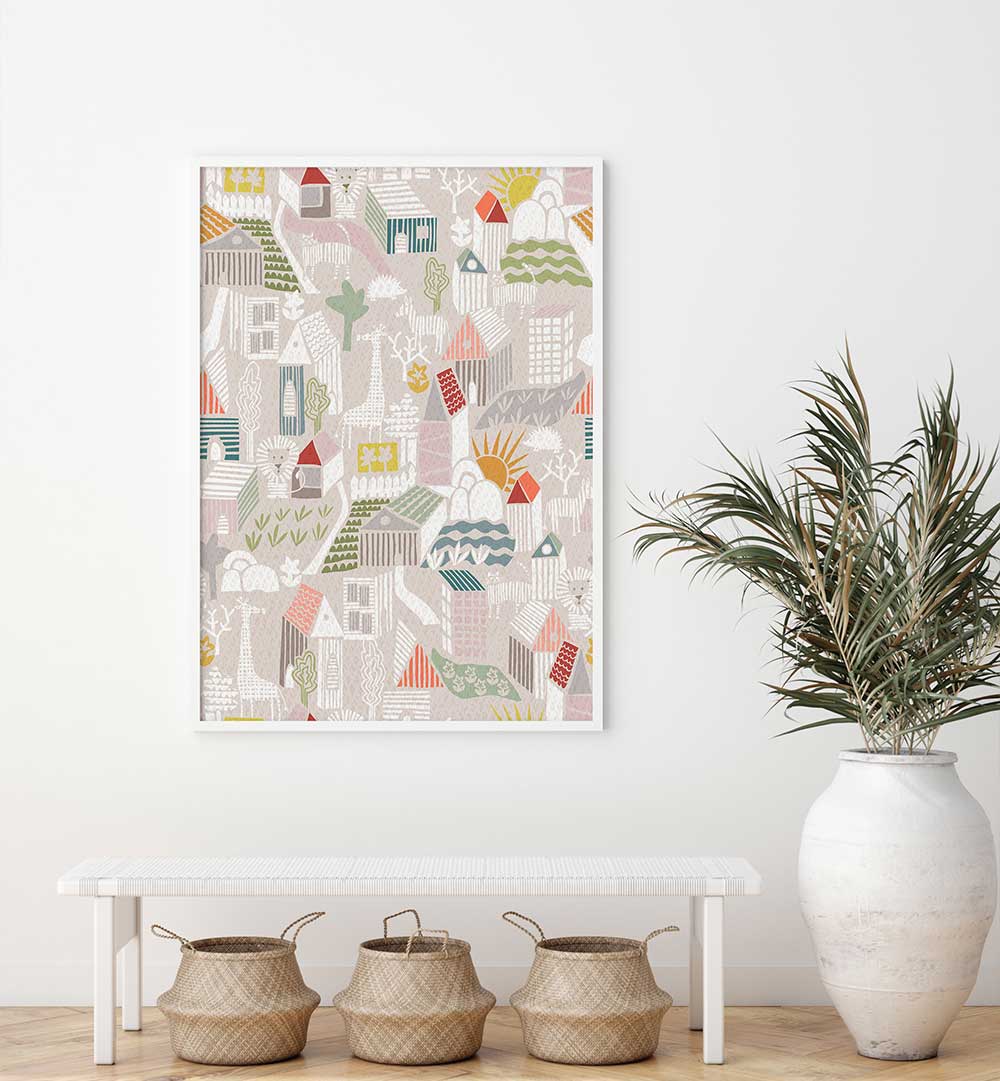 Whimsical Animals Hiding, Kids Room Paintings perfect for inspiring creativity in nurseries and playrooms.