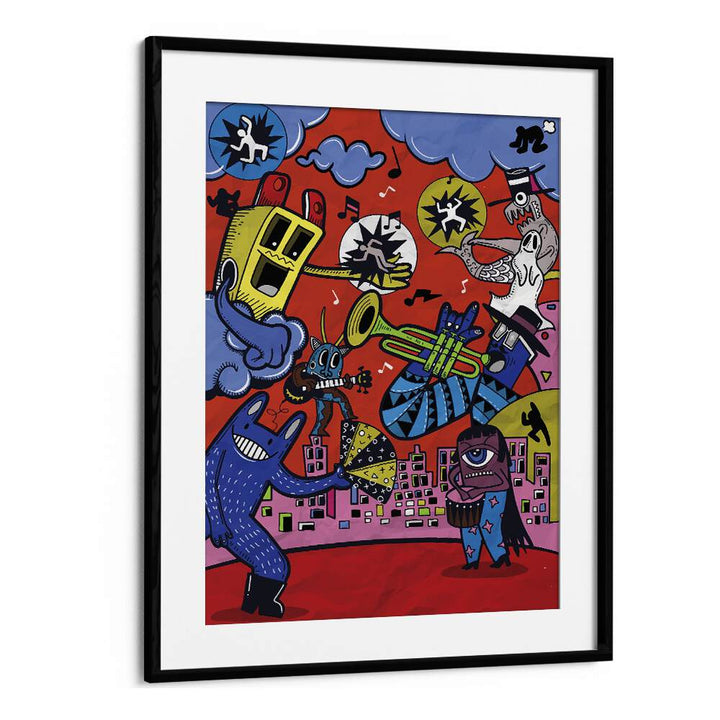 Animated Adventures Comic Art Artwork in Black Frame With Mount