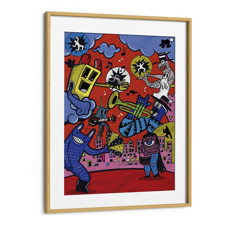 Animated Adventures Comic Art Artwork in Oak Wood Frame With Mount