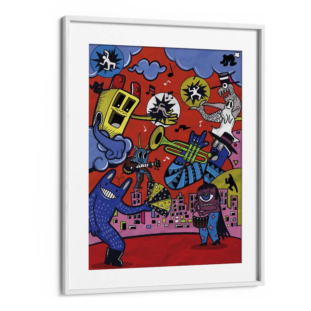 Animated Adventures Comic Art Artwork in White Frame With Mount