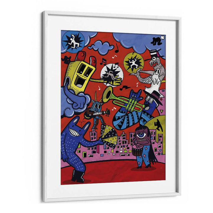 Animated Adventures Comic Art Artwork in White Frame With Mount