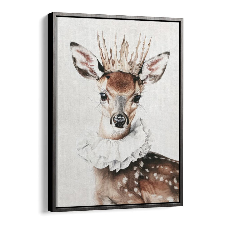 Antler - Crowned Prince Kids Art Artwork in Black Floater Frame
