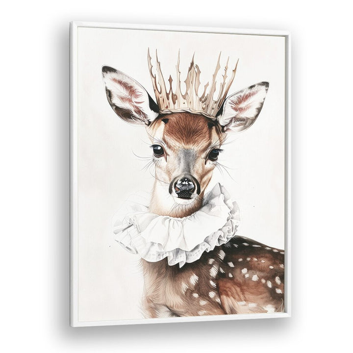 Antler - Crowned Prince Kids art Artwork in White Plain Frame White
